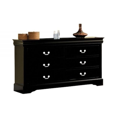 Gfancy Fixtures 34 x 60 x 18 in. Black Manufactured Wood Six Drawers Double Dresser GF3711183